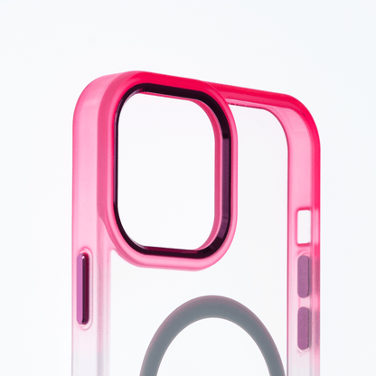 Estuche magsafe el rey degrade borde y magsafe apple iphone 14 plus color rosado / turquesa