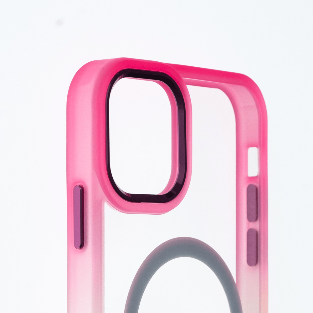 Estuche magsafe el rey degrade borde y magsafe apple iphone 14 plus color rosado / verde