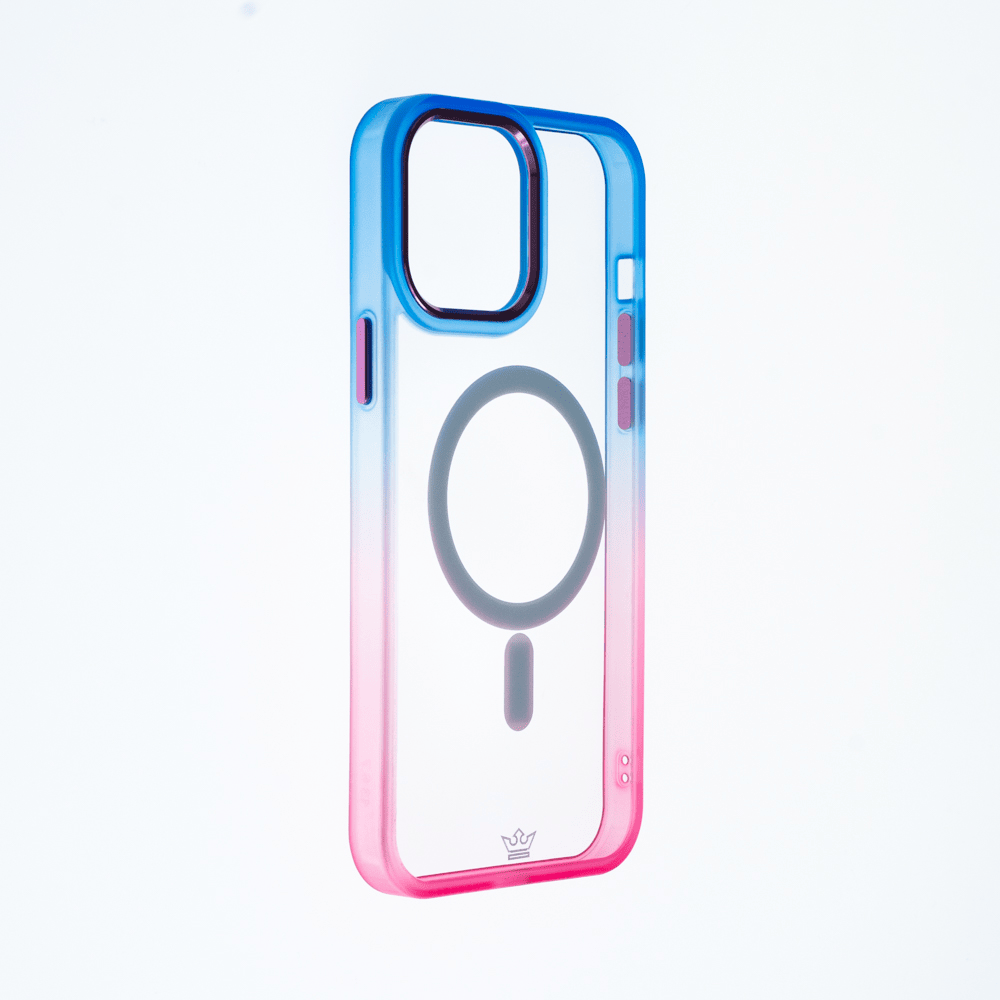 Estuche magsafe el rey degrade borde y magsafe apple iphone 14 plus color azul / rosado