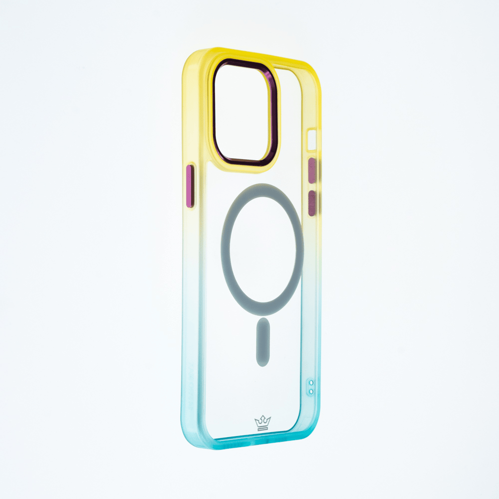 Estuche magsafe el rey degrade borde y magsafe apple iphone 13 pro max color amarillo / turquesa
