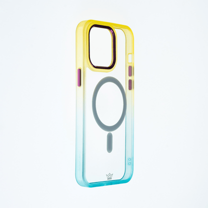 Estuche magsafe el rey degrade borde y magsafe apple iphone 13 pro max color amarillo / turquesa