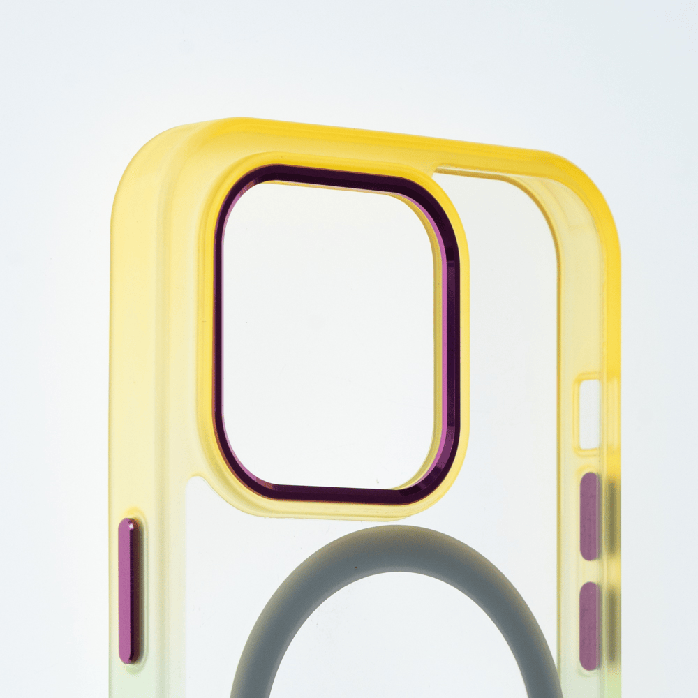 Estuche magsafe el rey degrade borde y magsafe apple iphone 13 pro max color amarillo / turquesa