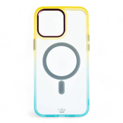 magsafe case the king degrade edge and magsafe apple iphone 14 yellow / turquoise color