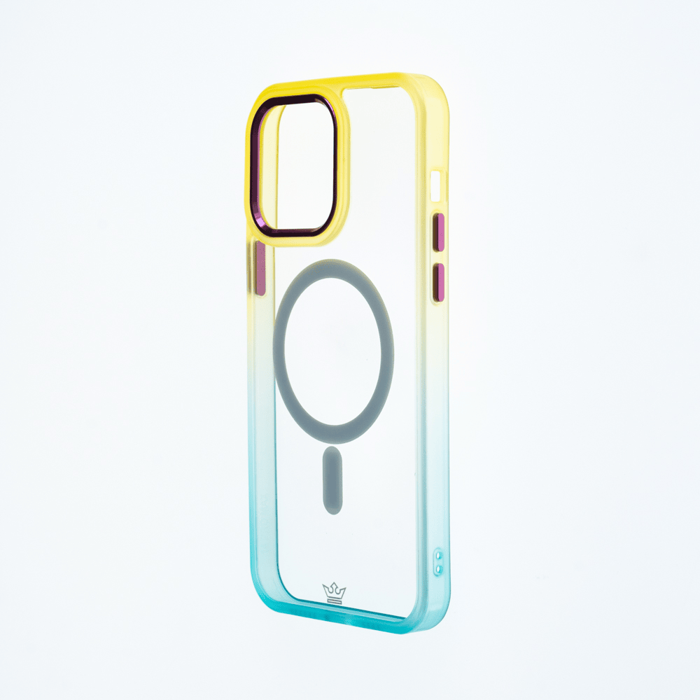 magsafe case the king degrade edge and magsafe apple iphone 14 yellow / turquoise color