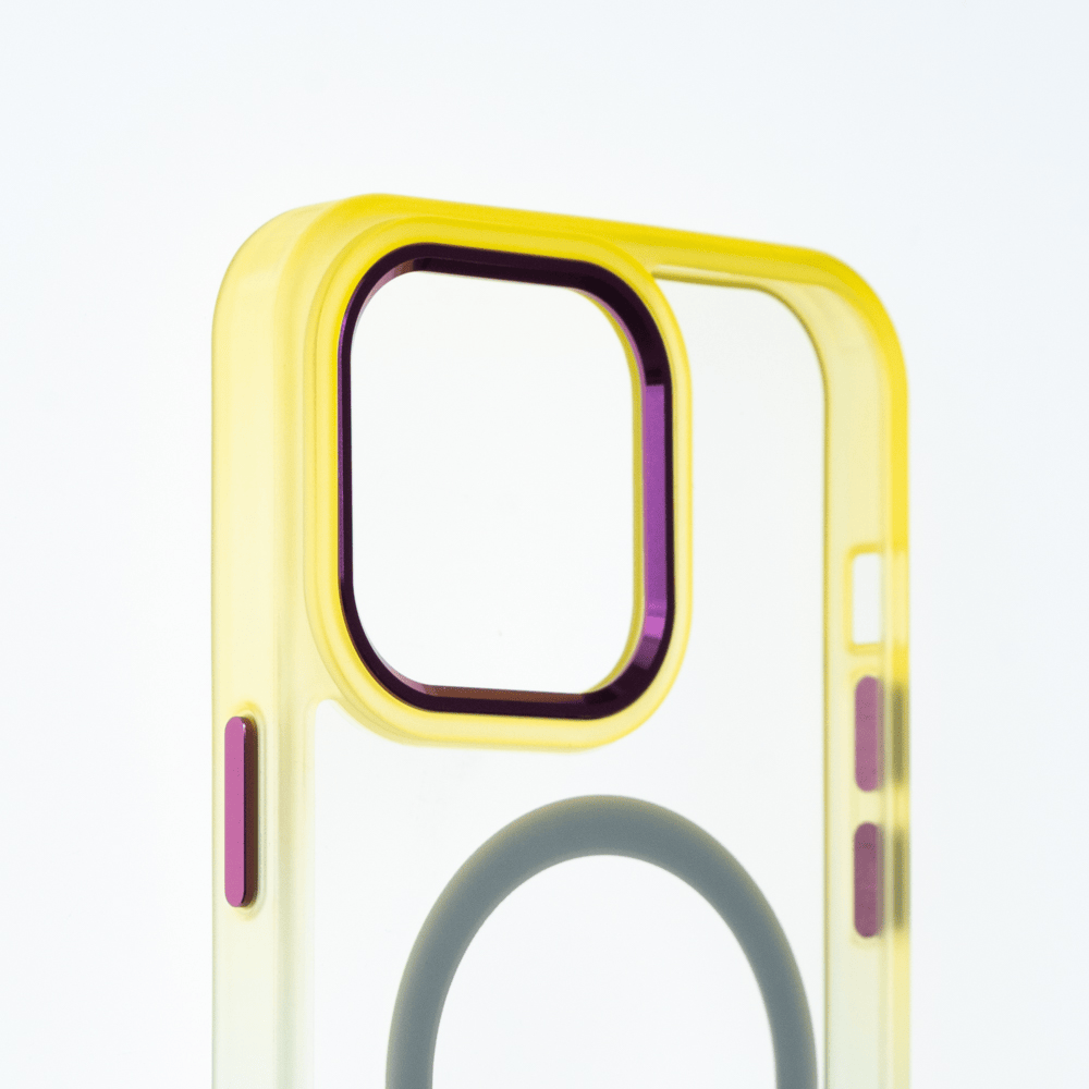 Estuche magsafe el rey degrade borde y magsafe apple iphone 14 color amarillo / turquesa