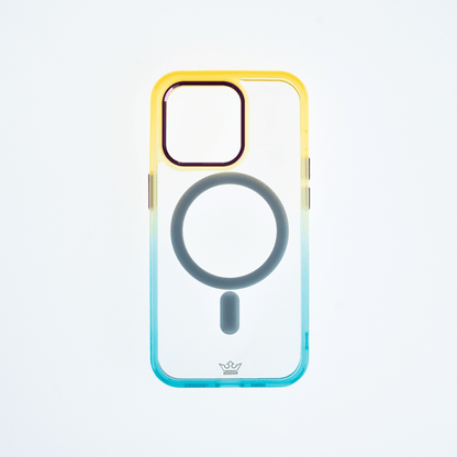 Estuche magsafe el rey degrade borde y magsafe apple iphone 14 color amarillo / turquesa
