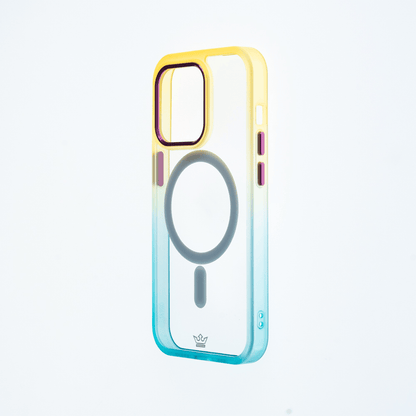 Estuche magsafe el rey degrade borde y magsafe apple iphone 14 color amarillo / turquesa