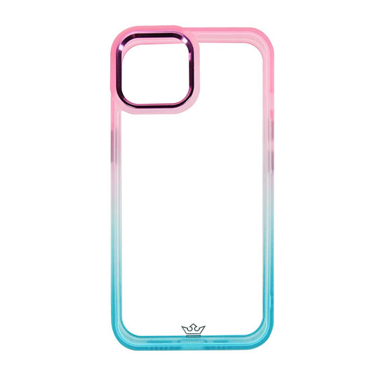 Estuche clasico el rey degrade apple iphone 14 color rosado / turquesa