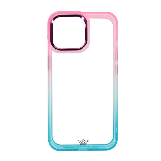 Estuche clasico el rey degrade apple iphone 14 color rosado / turquesa