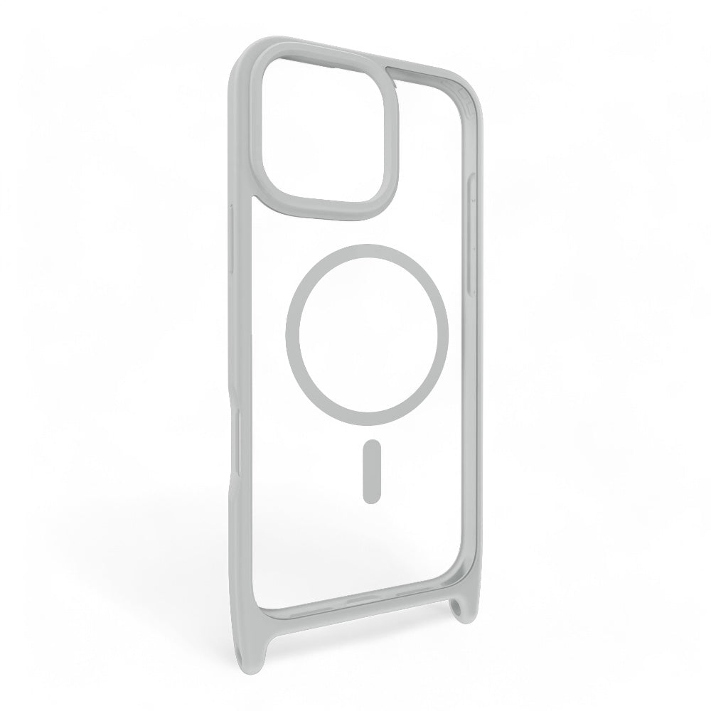 Estuche mageasy roam iphone 16 pro roam m shockproof protective case with lanyard  color gris ceniza/gris claro