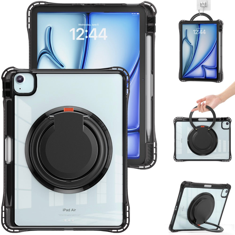 Estuche transparent b series modelo ipad air 11 2024 color negro con strap