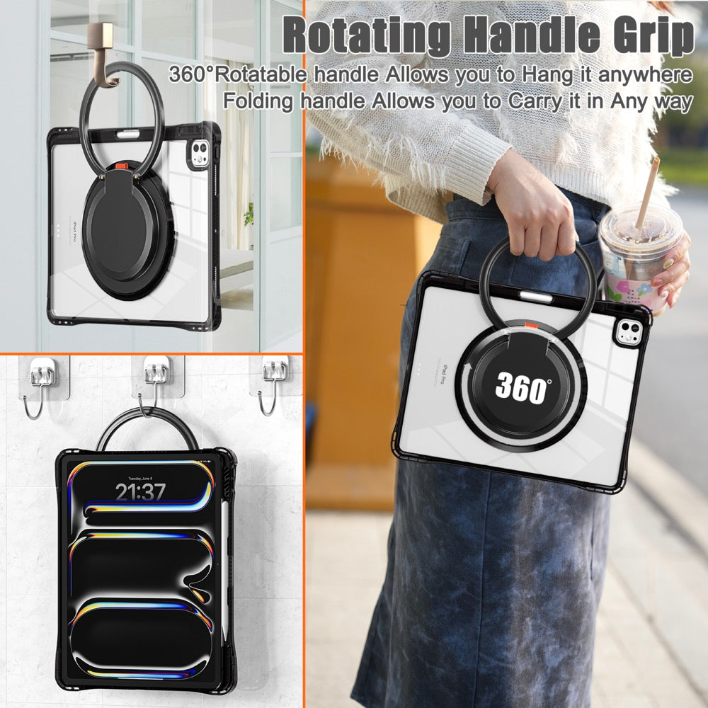 Estuche transparent b series modelo ipad pro 13 2024 color negro con strap