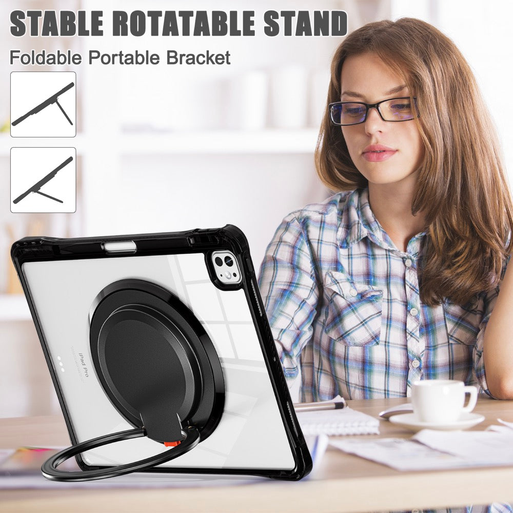 Estuche transparent b series modelo ipad pro 13 2024 color negro con strap