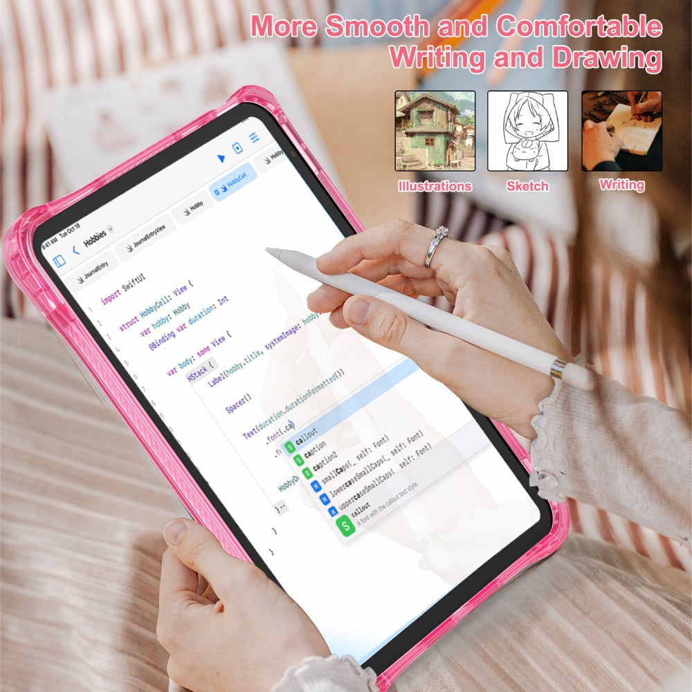 Estuche transparent b series modelo ipad 10 th color fucsia con strap