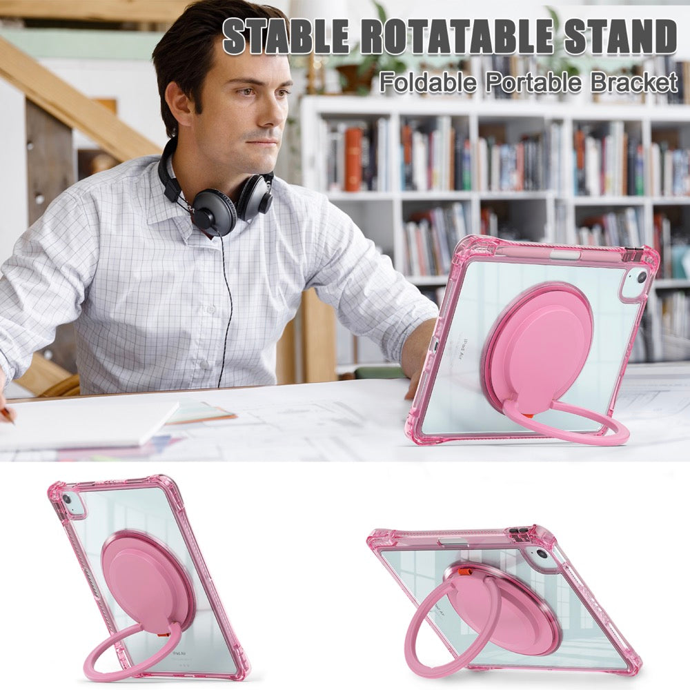 Estuche transparent b series modelo ipad air 11 2024 color fucsia con strap