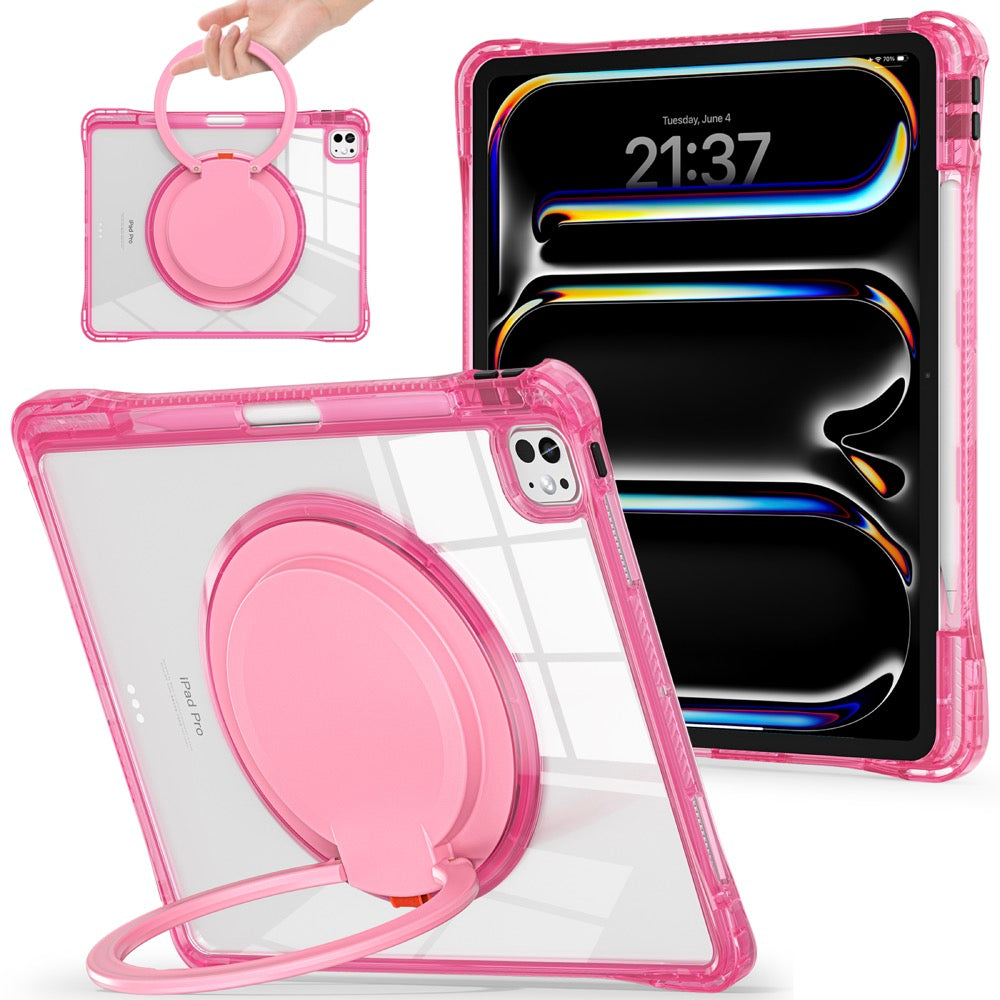 Estuche transparent b series modelo ipad pro 13 2024 color fucsia con strap