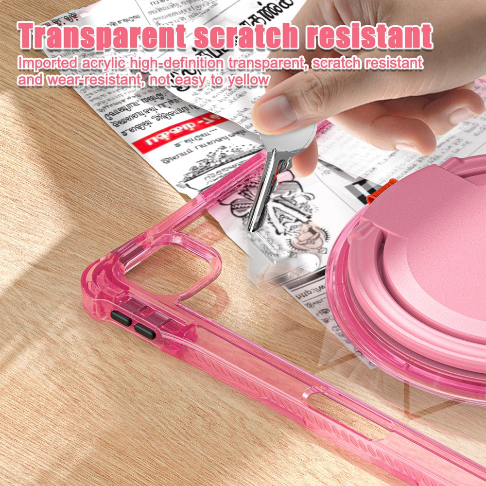 Estuche transparent b series modelo ipad pro 13 2024 color fucsia con strap