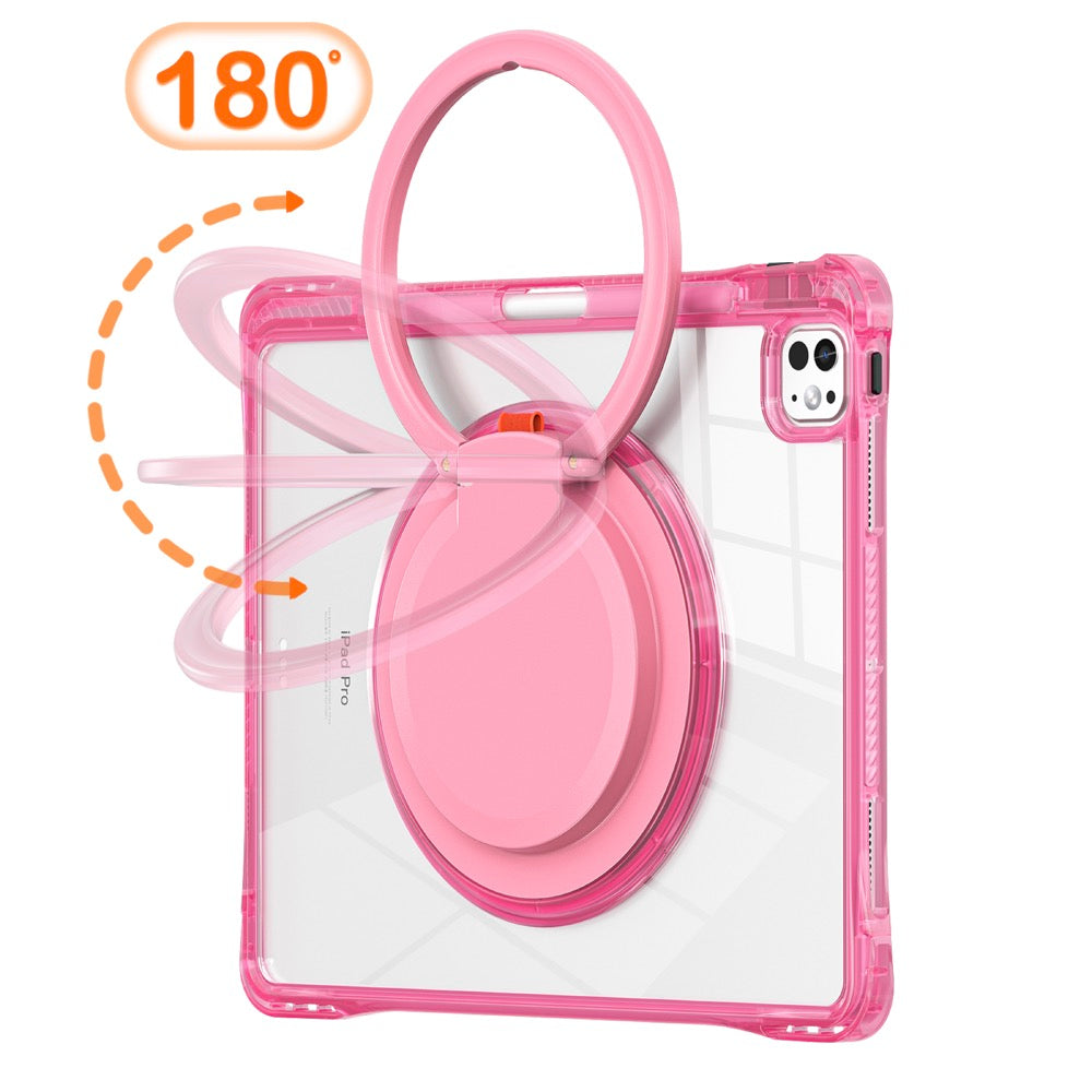 Estuche transparent b series modelo ipad pro 13 2024 color fucsia con strap