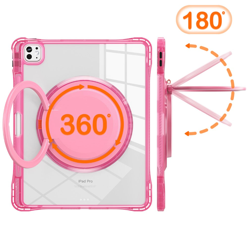 Estuche transparent b series modelo ipad pro 13 2024 color fucsia con strap