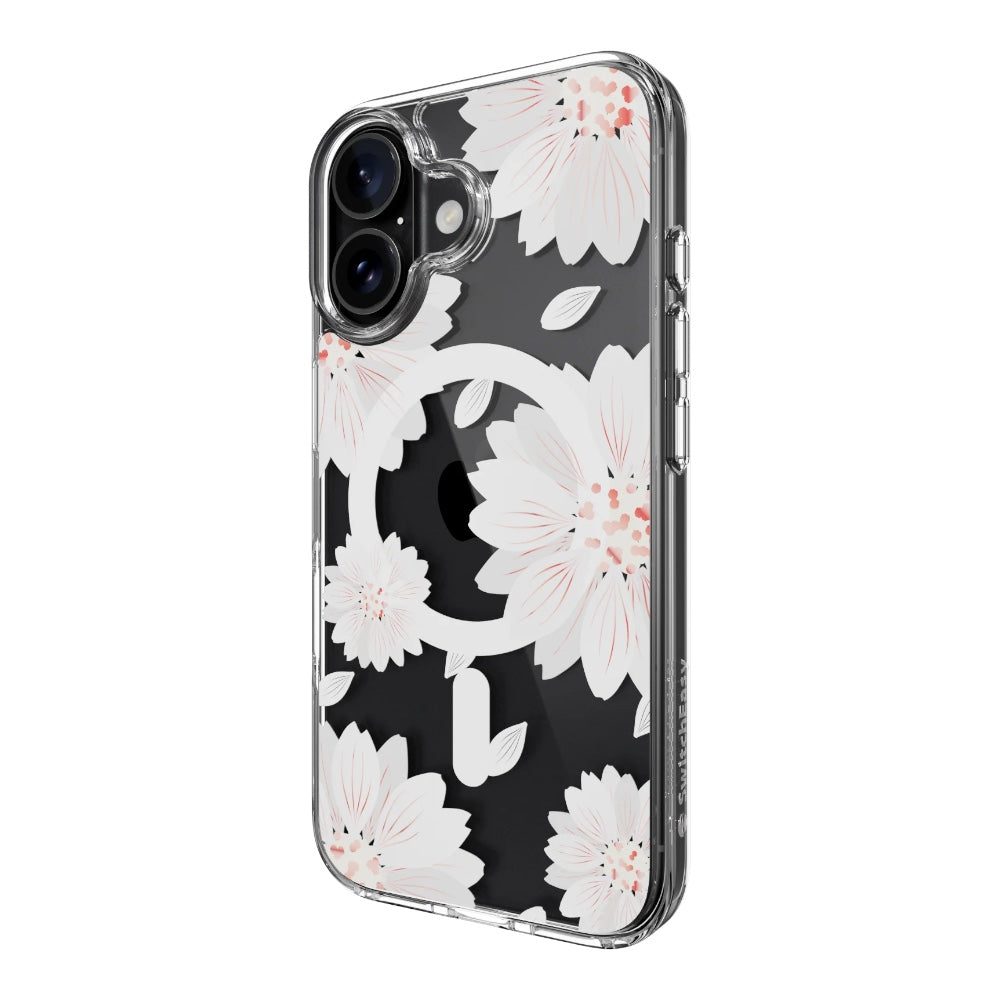 Estuche switcheasy skin iphone 16 style m pattern shockproof case for 2024 iphone 2 lenses white flower color multicolor