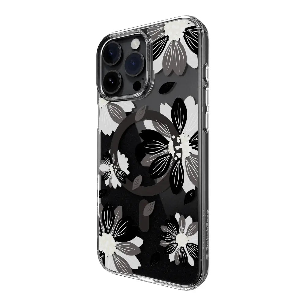 Estuche switcheasy skin iphone 16 pro style m pattern shockproof case for 2024 iphone 3 lenses Black Flower color multicolor DIGITALSHOP