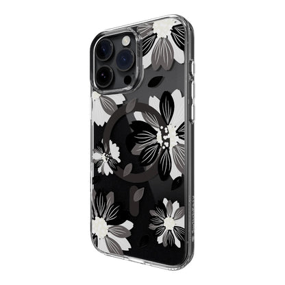 Case switcheasy skin iphone 16 pro style m pattern shockproof case for 2024 iphone 3 lenses Black Flower color multicolor