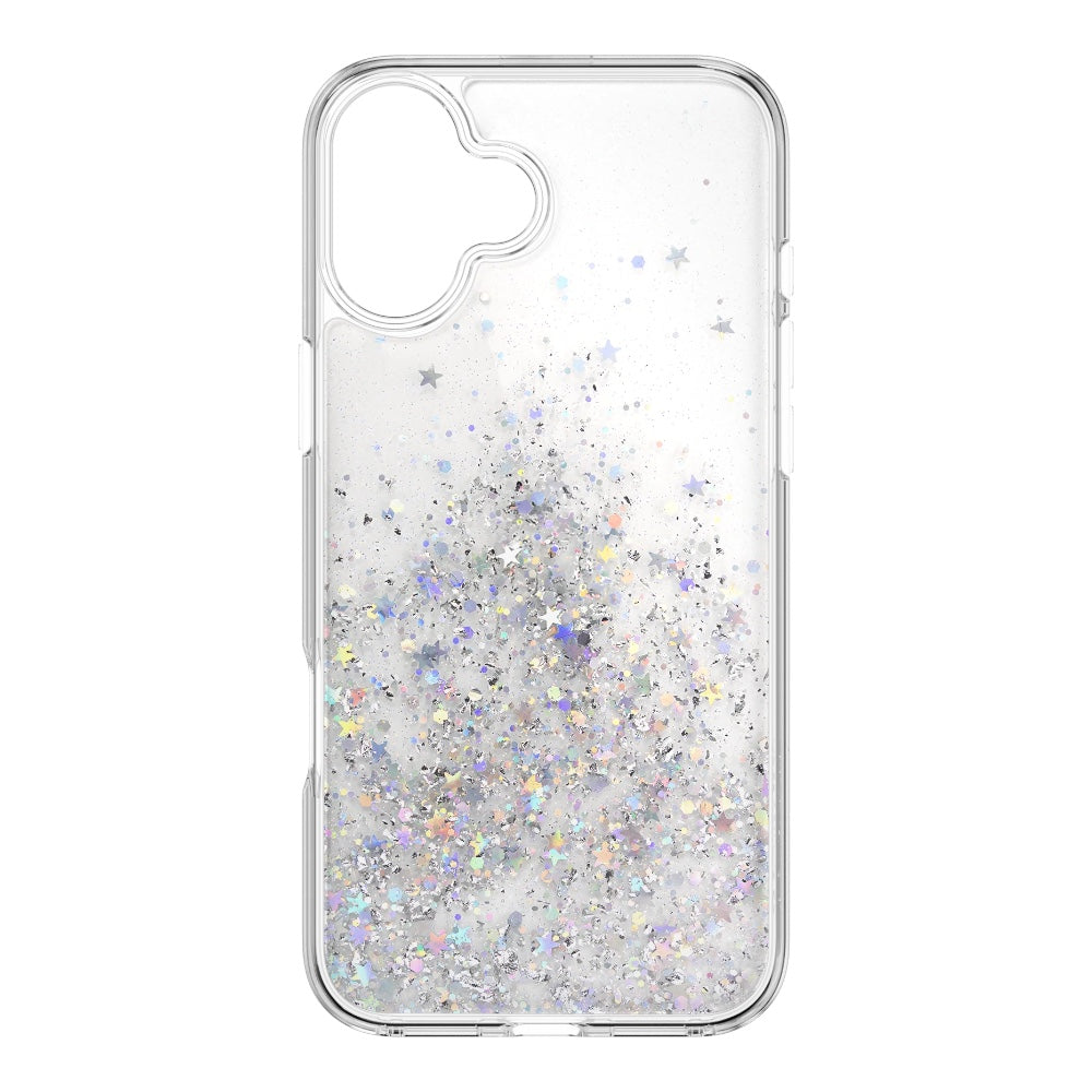 Case switcheasy skin iphone 16 plus starfield m 3d glitter shockproof case for 2024 iphone 2 lenses large color transparent
