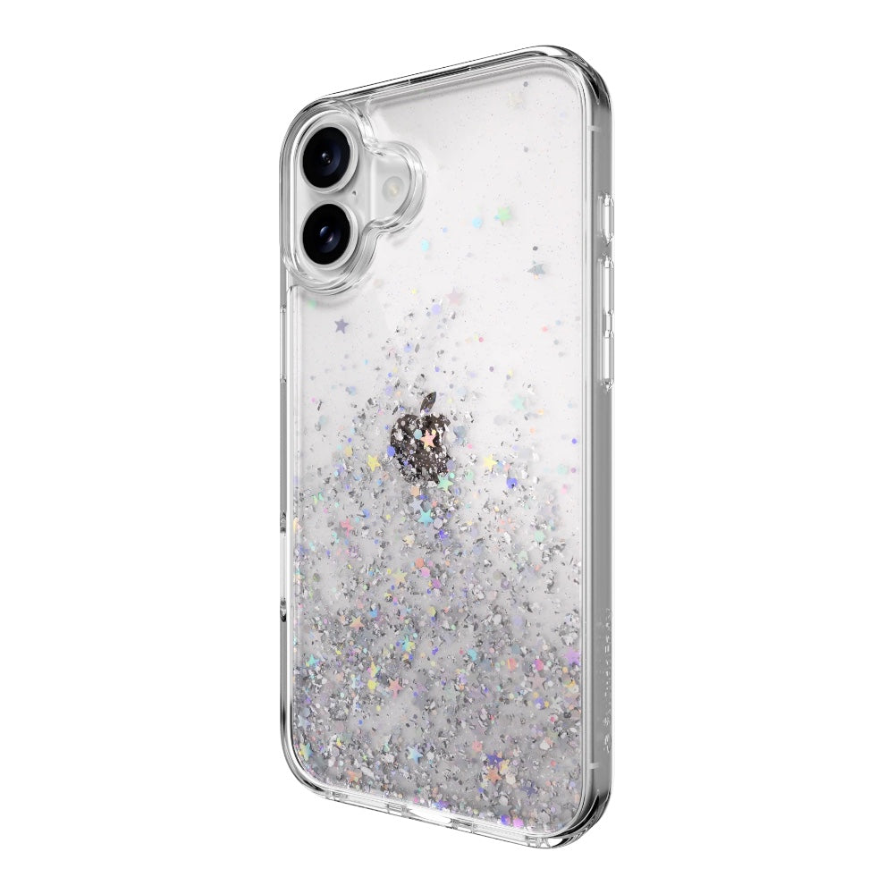 Case switcheasy skin iphone 16 plus starfield m 3d glitter shockproof case for 2024 iphone 2 lenses large color transparent