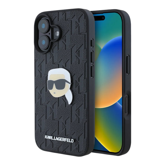 Estuche karl lagerfeld skin iphone 16 karl hc pu monogram k. head pin color negro