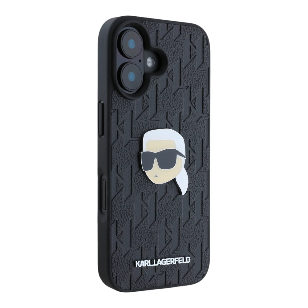 Estuche karl lagerfeld skin iphone 16 karl hc pu monogram k. head pin color negro