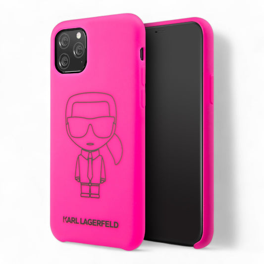 Estuche karl lagerfeld silicone ikonik black outline pink iphone 11 color rosado