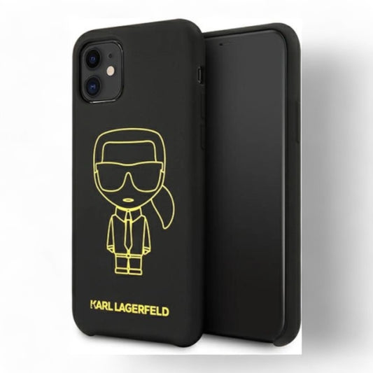 Karl Lagerfeld Silicone Yellow Outline Black Iphone 11 Case Color Black