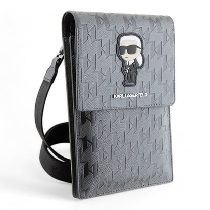 Karl Lagerfeld Wallet Saffiano Mono Ikonik Silver Universal Case Grey