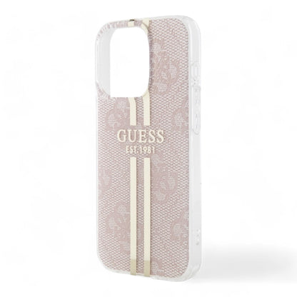 Guess Hc Iml 4G Gold Stripe Pink Case Iphone 15 Pro Max Pink Color