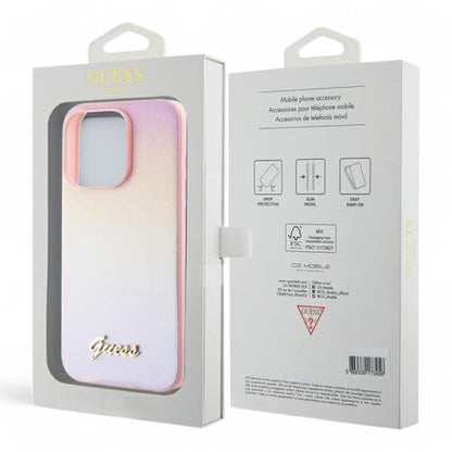 Guess Pu Saffiano Iridescent Script Iphone 15 Pro Max Case Pink