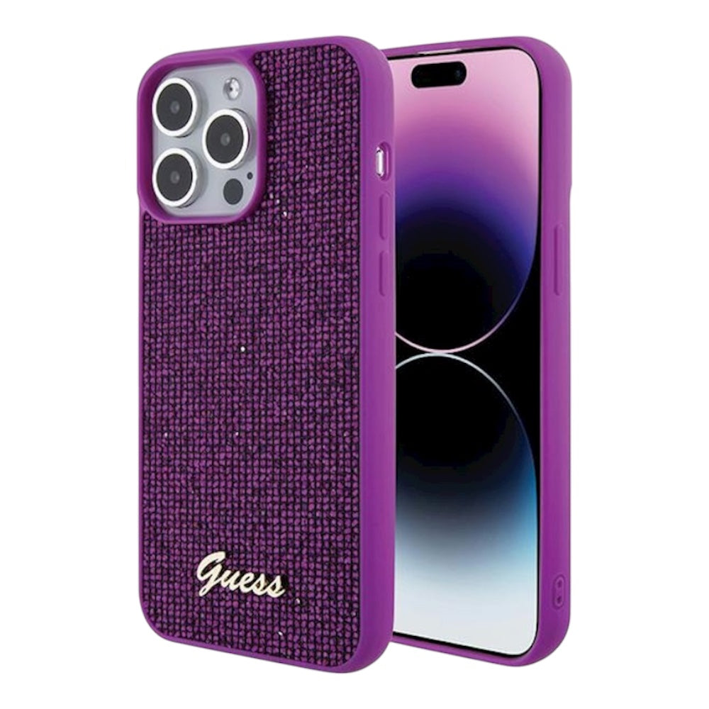 Guess Pu Disco Script Metal Case Iphone 15 Pro Max Color Fuchsia