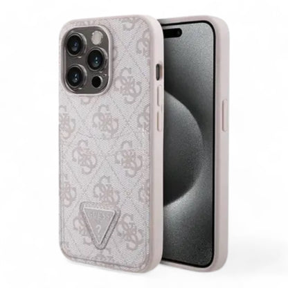 Estuche guess hc 4g double card triange pink iphone 15 pro max color rosado