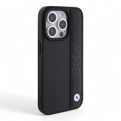 Estuche bmw leather textured&stripe black iphone 15 pro max color negro