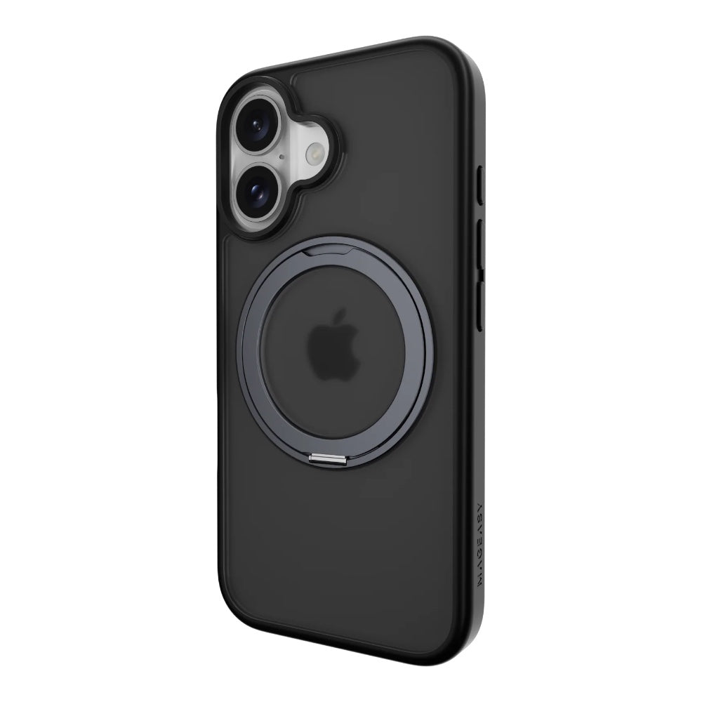 Case mageasy skin iphone 16 plus magstand 360 m rotating ring protective case for 2024 iphone 2 lenses large color black