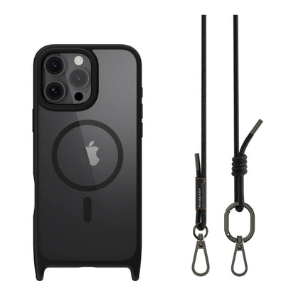 Case mageasy skin iphone 16 pro roam m shockproof protective case with lanyard for 2024 iphone 3 lenses color black