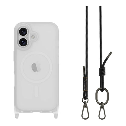 Case mageasy skin iphone 16 roam m shockproof protective case with lanyard for 2024 iphone 2 lenses color transparent/black