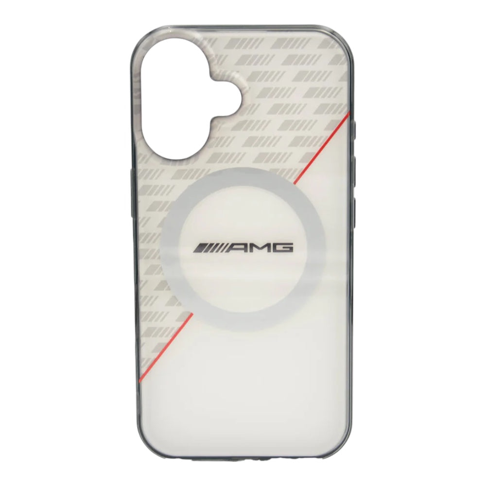 Estuche amg skin iphone 16 amg hc magsafe double layer transp rhombs white/red color blanco