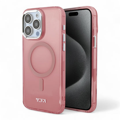 Estuche tumi hc magsafe transparent pink  iphone 15 pro max color rosado