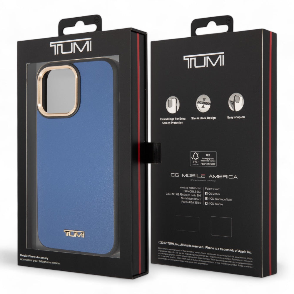 Estuche tumi hc women smooth leather midnight blue iphone 14 pro max color azul