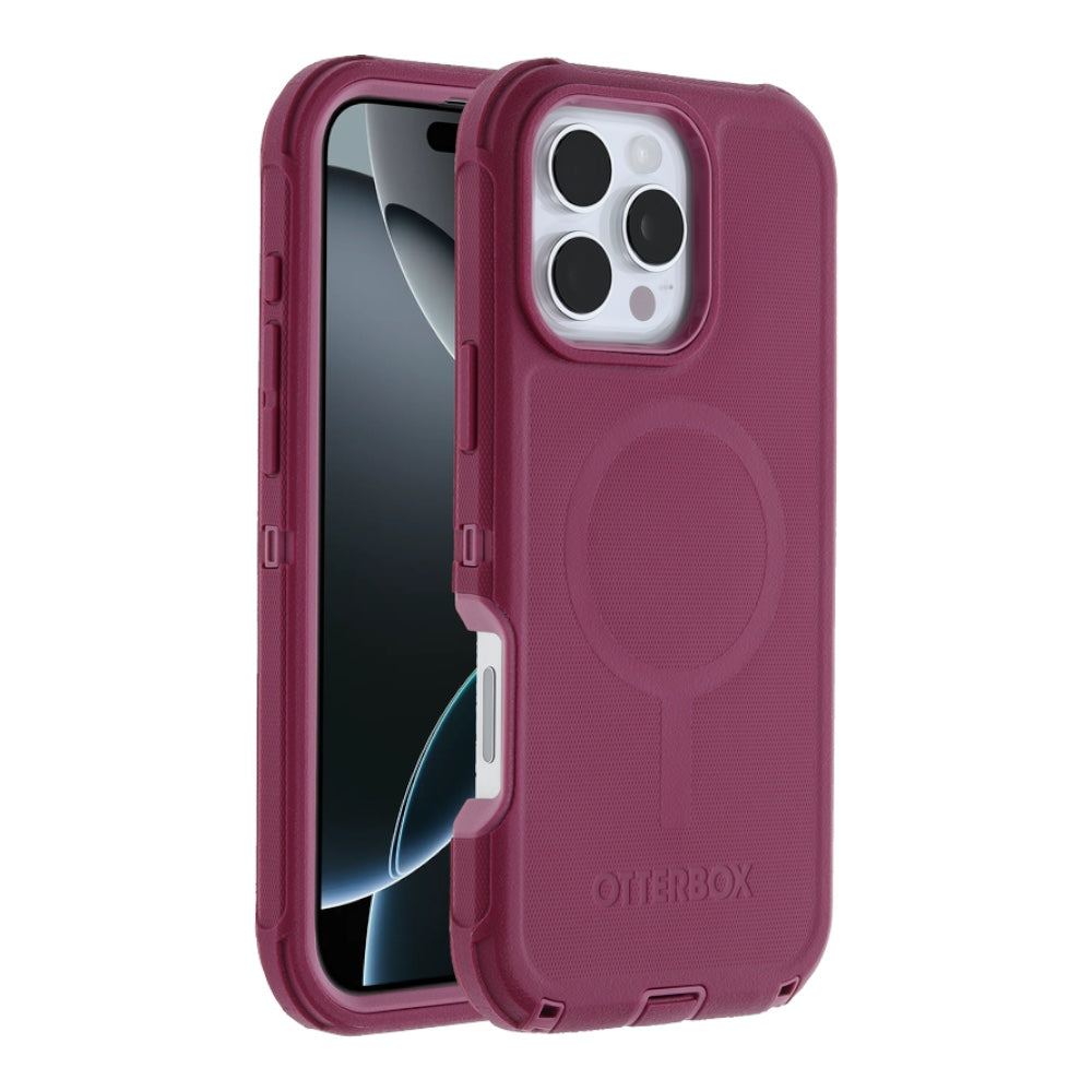 Estuche otterbox defender con magsafe y clip color corinto modelo iphone 14 pro max