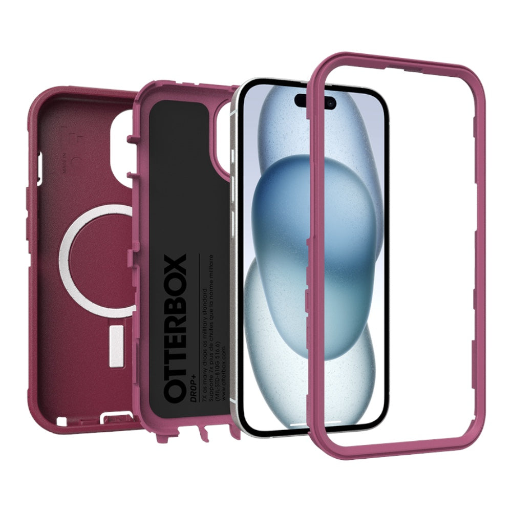 Estuche otterbox defender con magsafe y clip color corinto modelo iphone 14