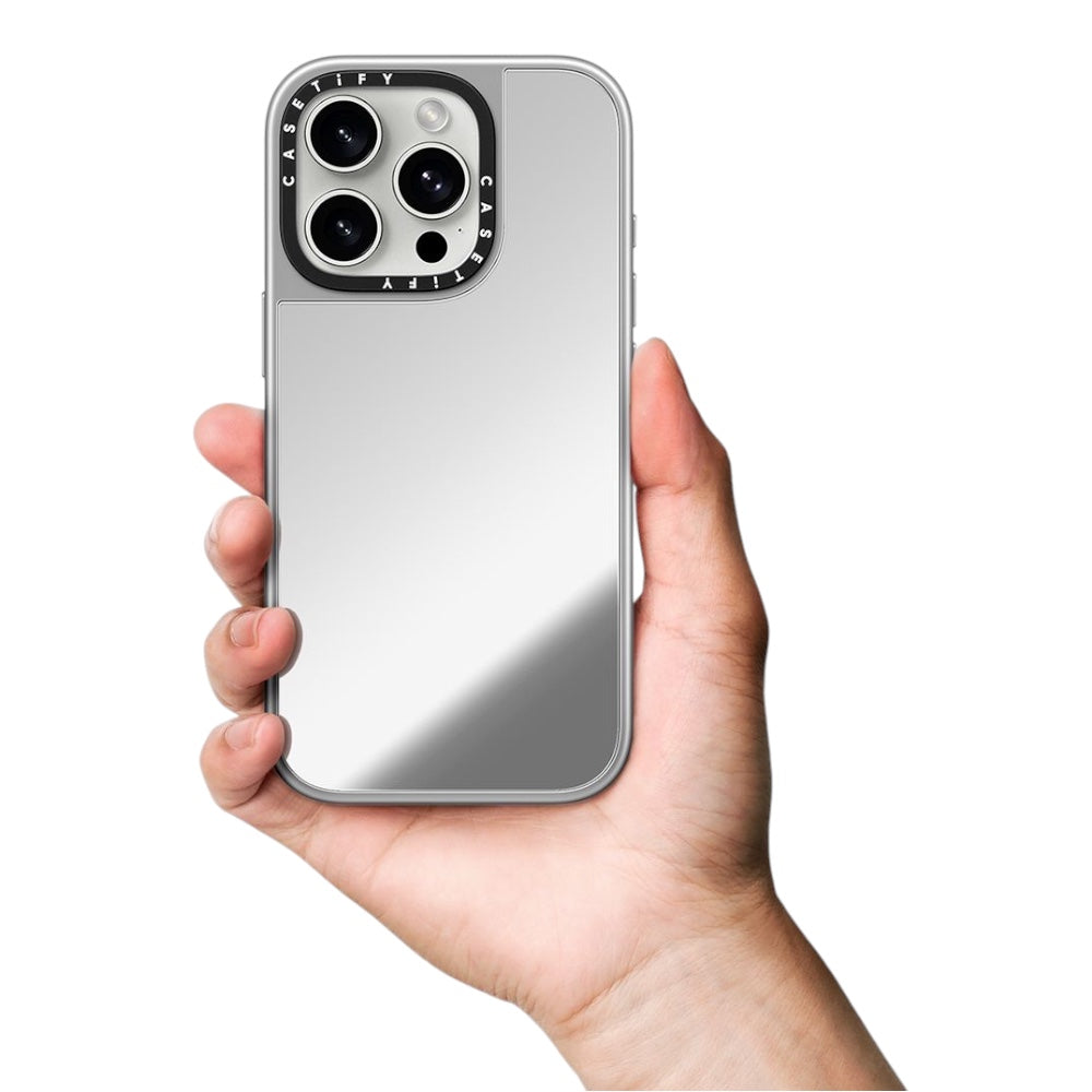 Casetify mirror marco blanco iphone 15  color gris