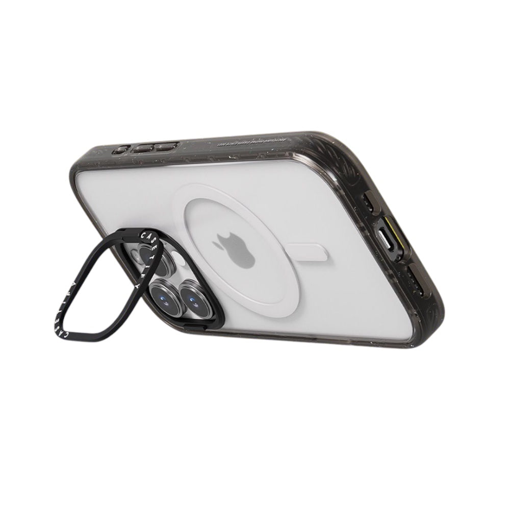 Case Casetify Ring Stand con MagSafe marco Negro iPhone 14 Pro Max Transparente