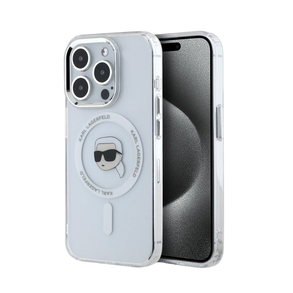 Karl Lagerfeld hc magsafe iml metal k. head white  iphone 16 pro