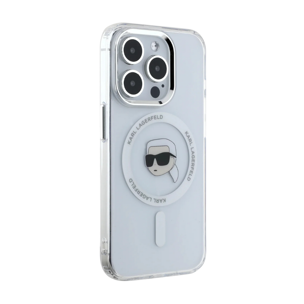 Karl Lagerfeld hc magsafe iml metal k. head white  iphone 16 pro